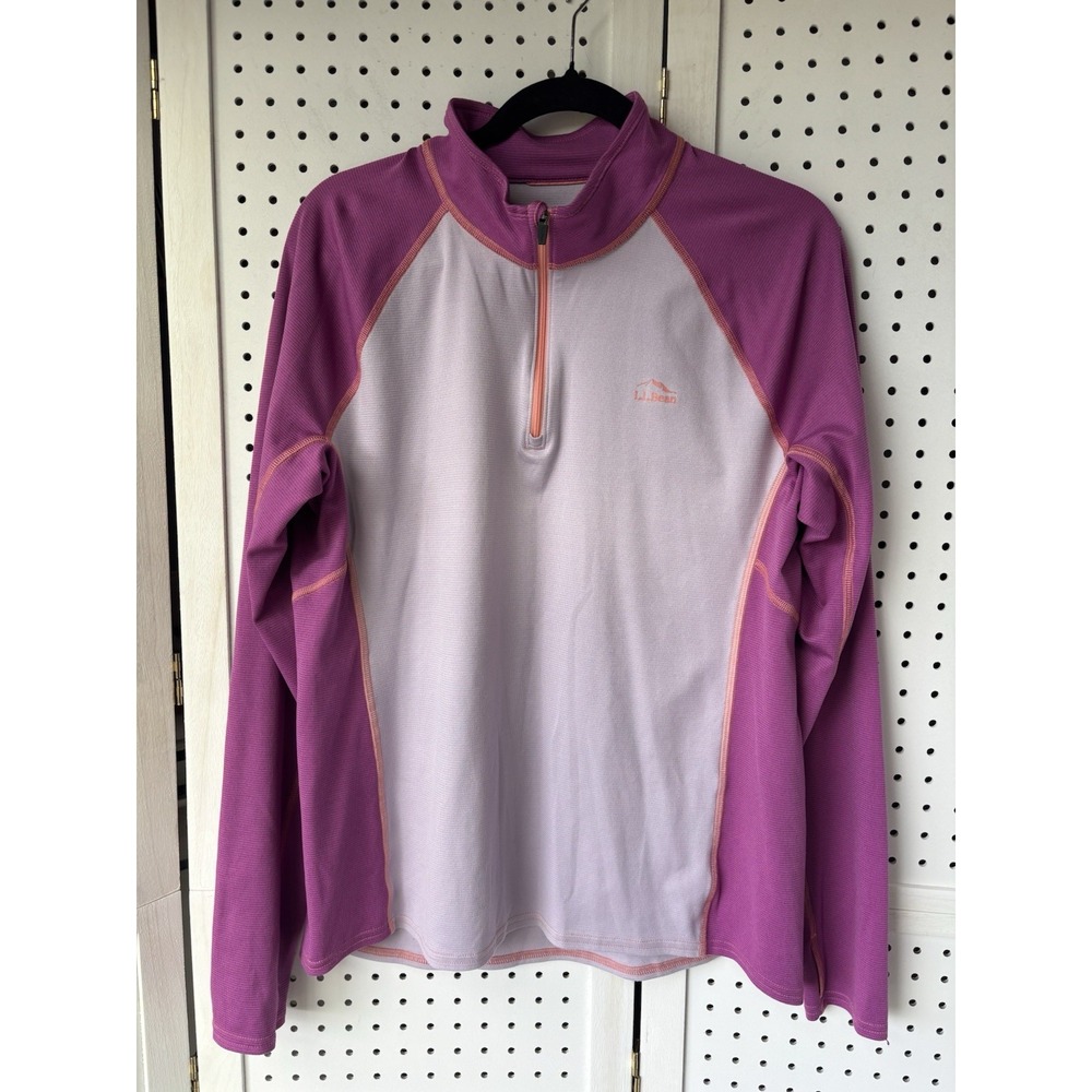 L.L.‎ Bean Women's XL Reg Colorblock 1/4 Zip Long SLV Jersey Performance Shirt